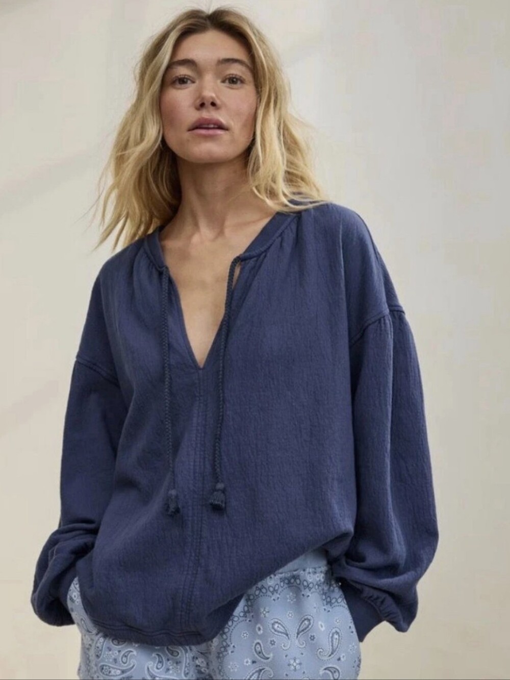 New Aerie Easy Street Sweatshirt Premium cotton Navy Blue Medium